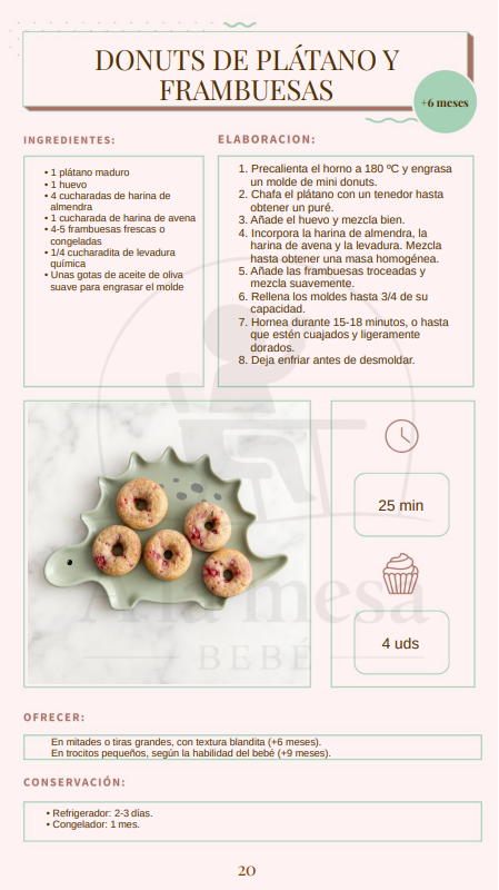 Donuts de plátano y frambuesas